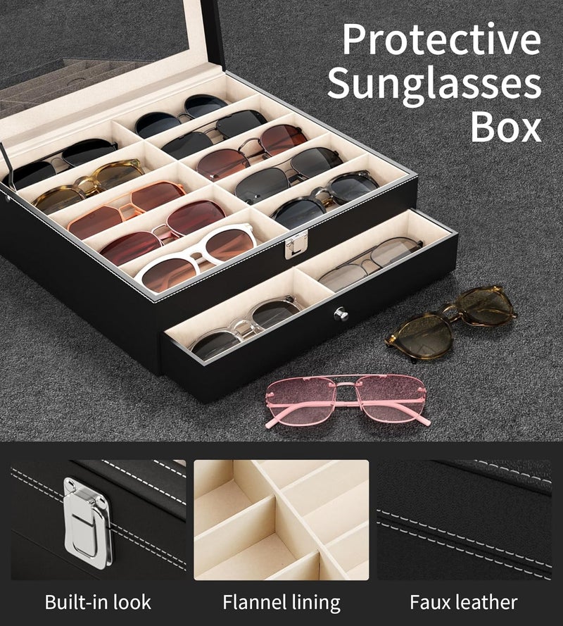 NEWLOOP Store 20 Slots Sunglass Organizer for Women Men Multiple Pairs of Sunglasses Storage Box See-Through Display Show Case - Image 3